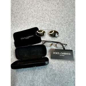 Vintage Dolce & Gabbana Elliott 48 Eyeglasses with Sunglasses Clip-On Set & Case